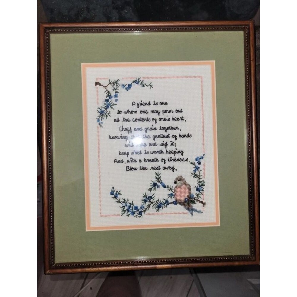 Vintage Framed Completed Cross Stitch